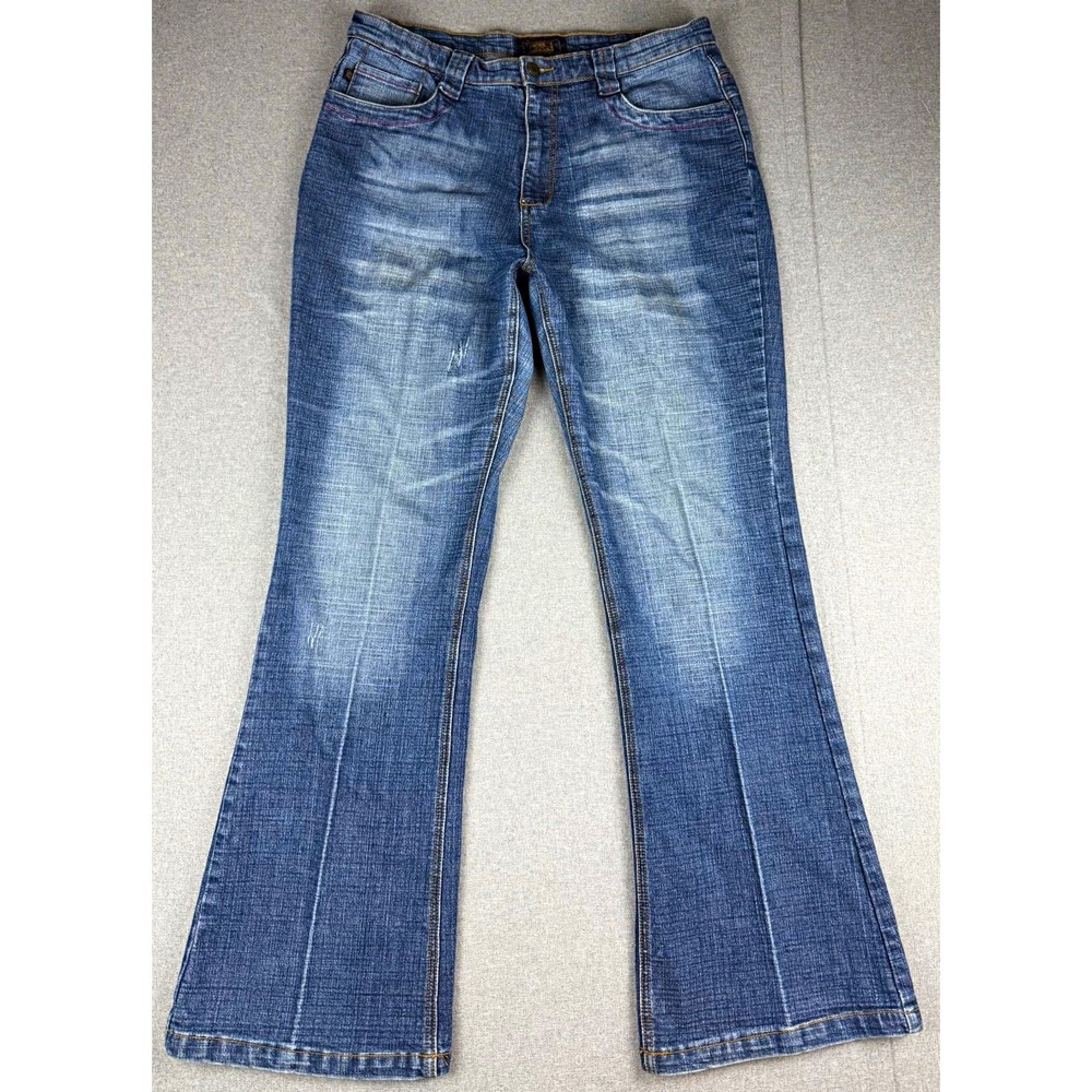 Crest The Collection Womens 16 Bootcut Stretch Jeans Blue Denim Medium Wash